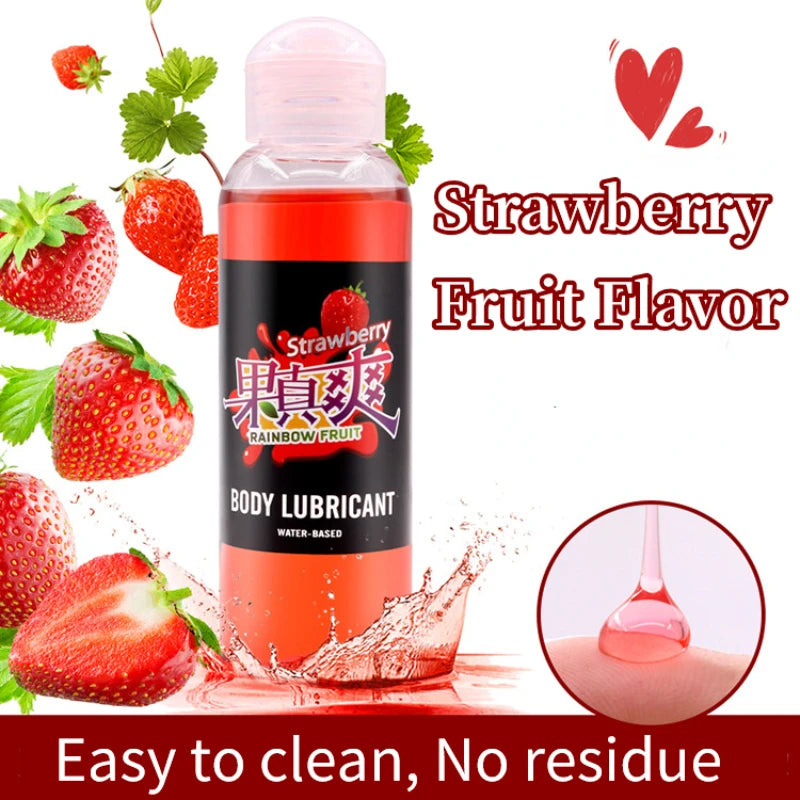 Fruity Oral Sex Lubricant 100ml Lickable Strawberry Flavor Water-based Lubricanting Fluid for Adults Sexual Anal Vagina Sex Lube