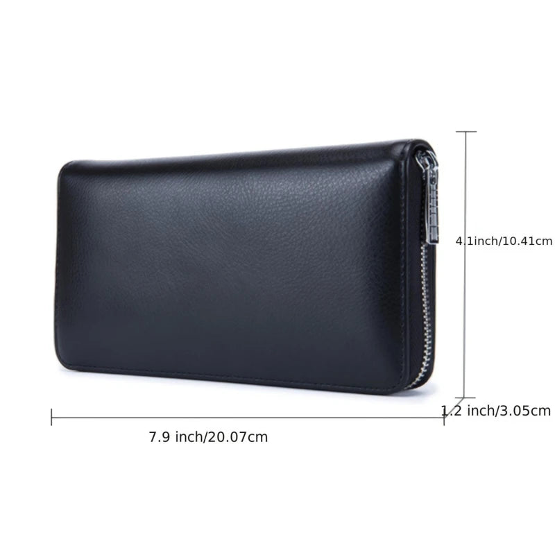 Leather Women's Men's Wallet Long Phone CLutch Bag Credit Card Holder Anti-Theft Travel Passport Cover Business Purse