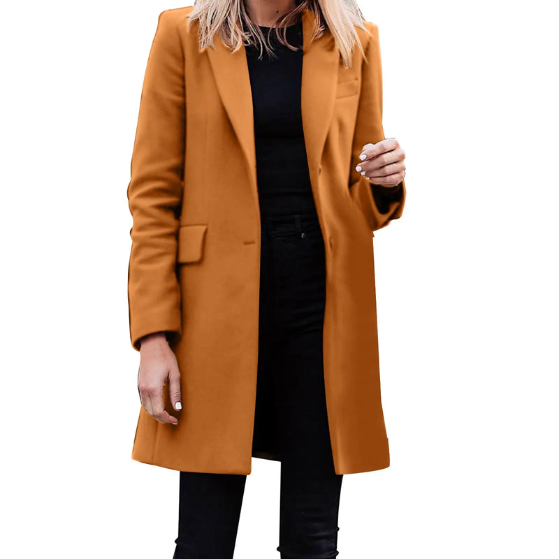 Women Casual Light Weight Thin Jacket Slim Coat Long Sleeve Office Business Coats Jacket Long Trench Temperament Fashion Jackets