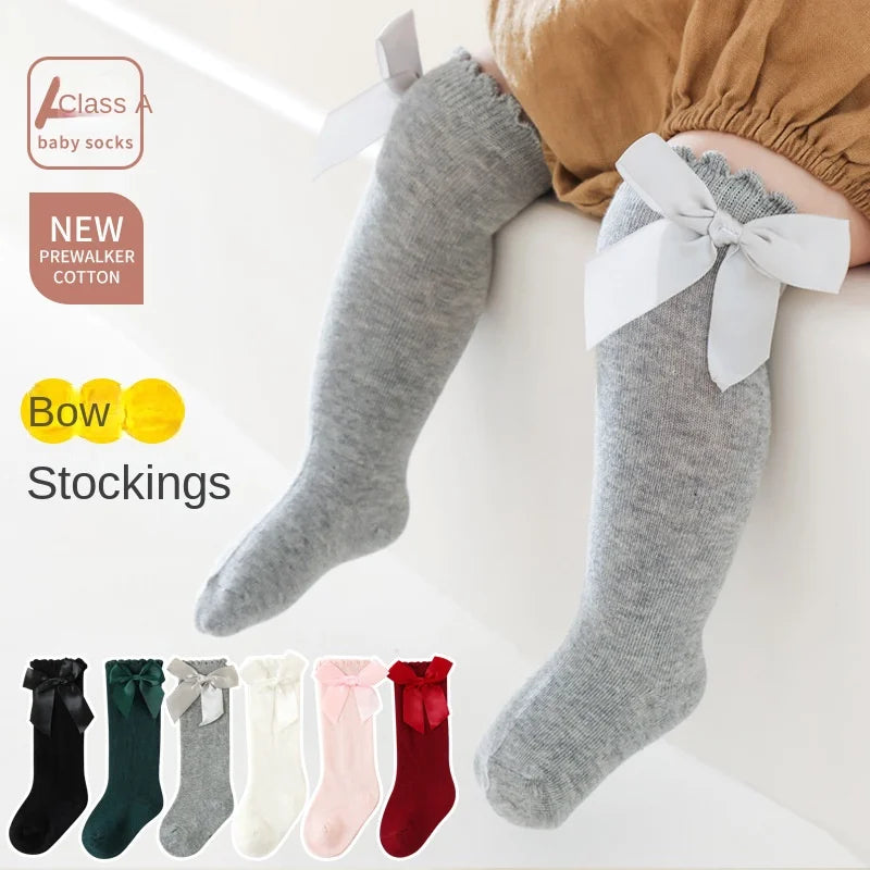 Calcetines de bebé con lazo grande para niñas, calcetines de princesa para estudiantes, calcetines de algodón para niños y niños pequeños, accesorios para bebés, ropa para recién nacidos