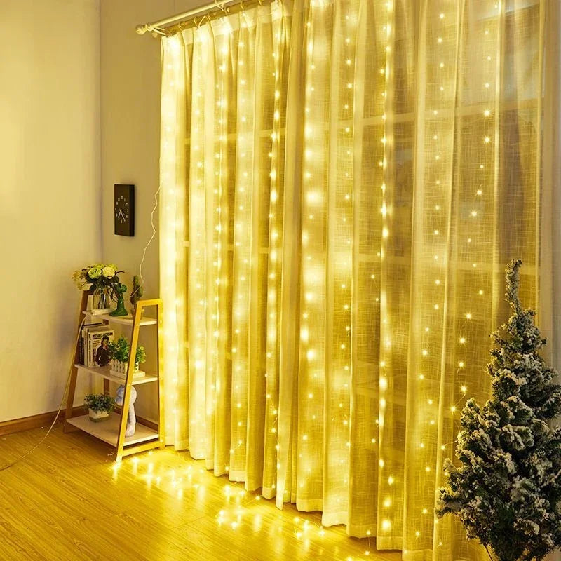 1 paquete de luces LED para cortina con control remoto USB de 8 modos, para bodas, hogar, fiestas, ventanas, paredes, decoraciones de Halloween y Navidad