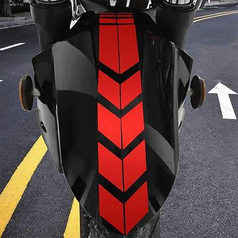 Pegatinas reflectantes con rayas de flecha para motocicleta, adhesivo para guardabarros, advertencia de seguridad para coche, calcomanía impermeable para motocicleta, accesorios para motocicleta