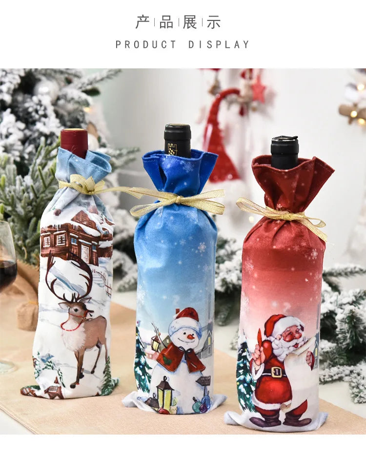 Christmas Wine Bottle Cover Merry Christmas Decorations For Home 2024 Christmas Ornament Xmas Navidad Natal Gifts New Year 2025