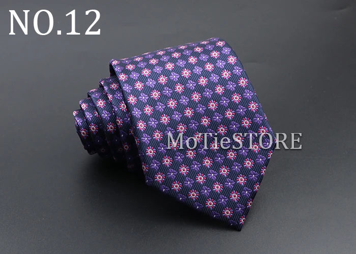 Men's Fashion Tie 8cm Blue Necktie Classic Plaid Striped Neck Tie Paisley Floral Neckties Daily Wear Cravat Wedding Party Gift