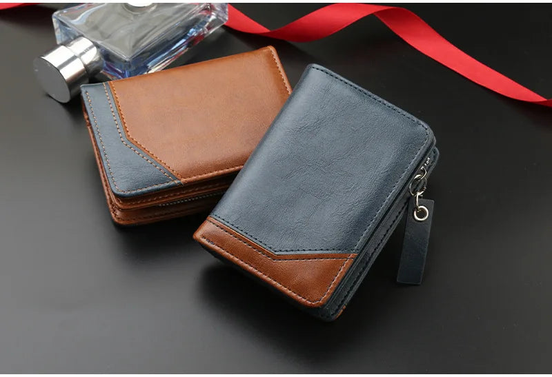 New Men's Wallet, Gentleman Retro Minimalist Multi Slot Billfold, Short Fashionable Youth Large Capacity Money Bag 12*9*3.5cm