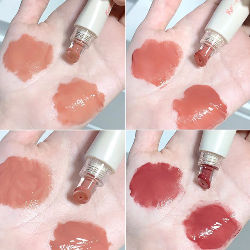 Brillo labial en gelatina, brillo labial duradero, lápiz labial hidratante de color, espejo, tinte labial al agua, maquillaje de belleza coreana para el cuidado de los labios