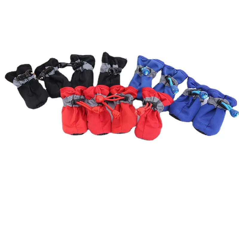 4pcs/set Waterproof Pet Dog Shoes Anti-slip Rain Boots Footwear for Small Cats Dogs Puppy Dog Pet Booties Pet Paw Accessories