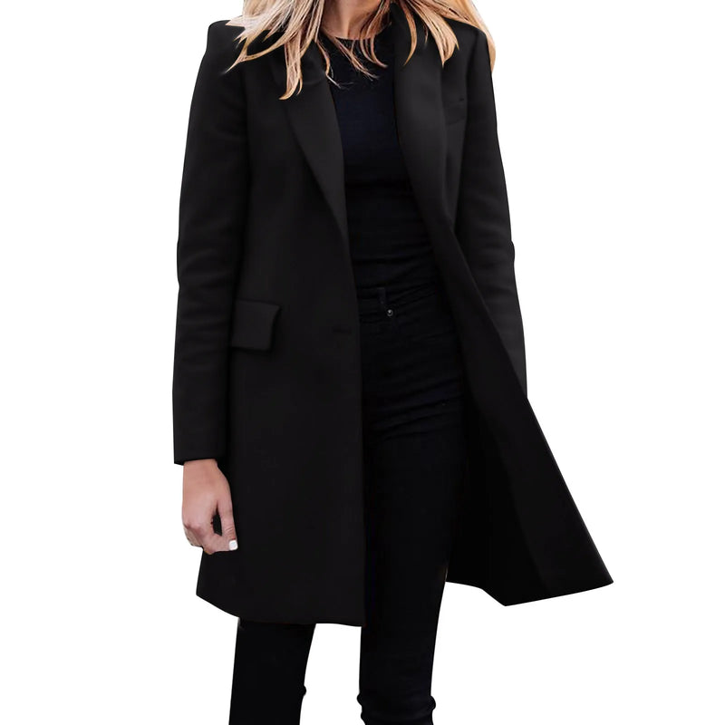 Women Casual Light Weight Thin Jacket Slim Coat Long Sleeve Office Business Coats Jacket Long Trench Temperament Fashion Jackets