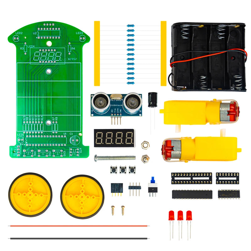 DIY Ultrasonic Ranging Obstacle Avoidance Car Electronic Kit LED Display Programming Intelligent Car Welding Practice DIY Kit