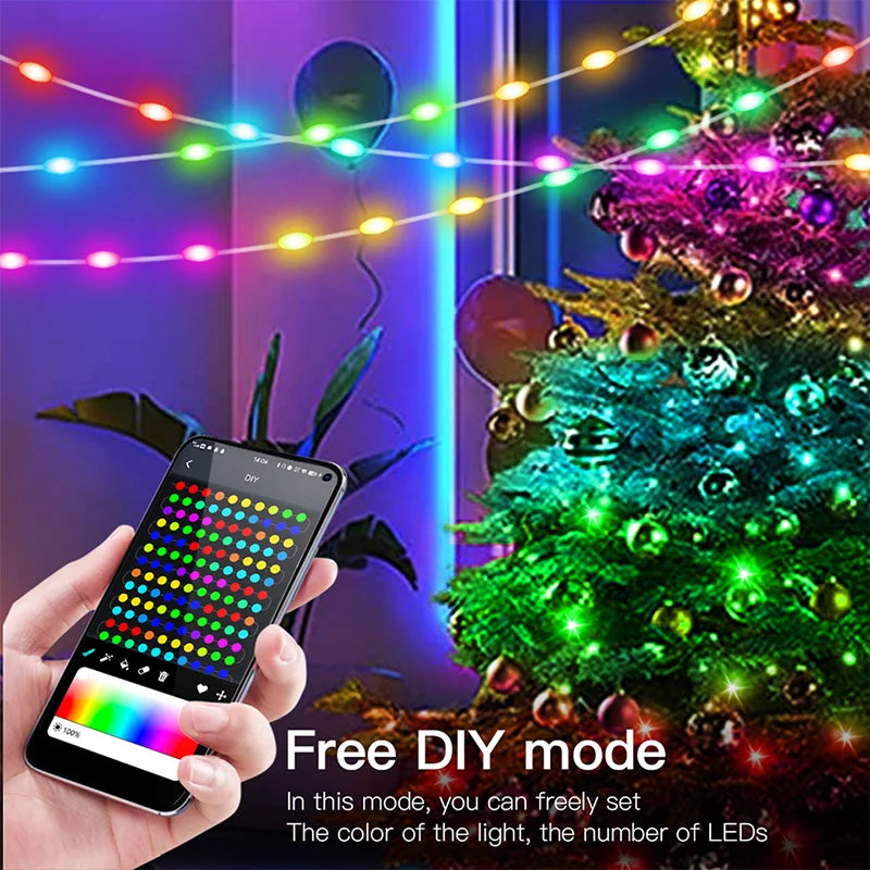 Dreamcolor Rgb Led Strip WS2812B Bluetooth Smart String Fairy Lights Christmas Garland Light Waterproof For Party Curtain Room