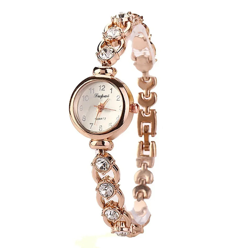 Reloj de pulsera de aleación para mujer, reloj de diamantes de imitación de lujo para mujer, reloj de pulsera de cuarzo informal, reloj femenino, relojes para mujer