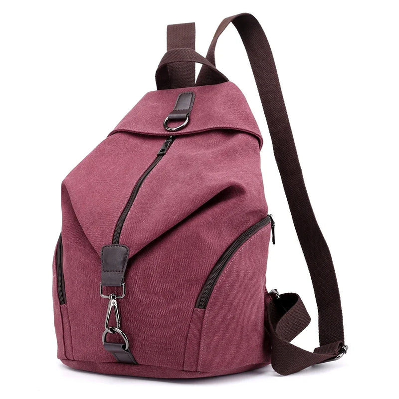 Fashion Canvas Female Backpack Multifuction Casual Backpack For Teenager Girls 2024 New Summer Women Large Capacity Shoulder Bag