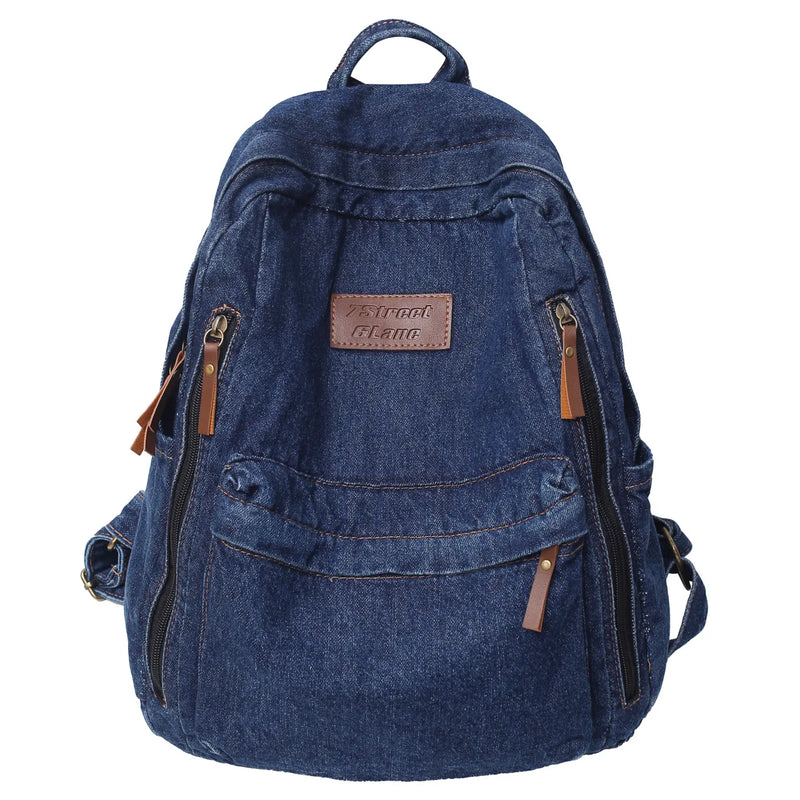 Mochilas de moda de mezclilla para la escuela, tendencia para estudiantes, bolsa de jeans, múltiples bolsillos, mochila de gran capacidad, mochila escolar femenina 2023