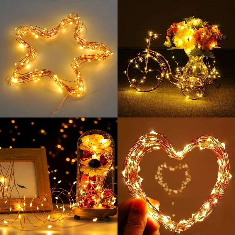 Guirnalda de luces LED de 30 metros y 98 pies con cable de cobre y alimentación por USB para decoración navideña, para bodas, fiestas y Año Nuevo