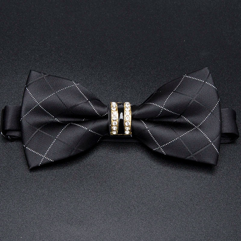 Men's Stripe Luxury Bowtie Necktie Formal Business Wedding Party Black Bow Tie Male Dress Shirt Accessories Gifts for Men Ties