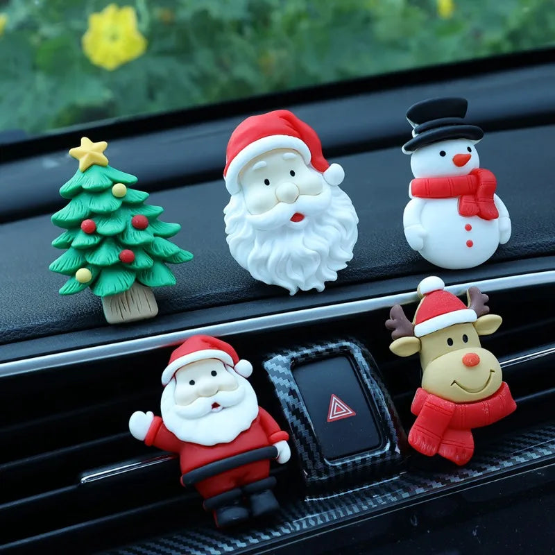 Clips aromáticos para salida de aire del coche, 3D, campana de alce de Papá Noel, resina, clip de aromaterapia, accesorios de decoración interior del coche