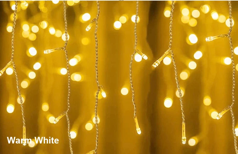 Christmas Lights Outdoor Led Icicle Curtain String Lights 4m 20m Street Garland Fairy Lights For New Year Christmas ornaments