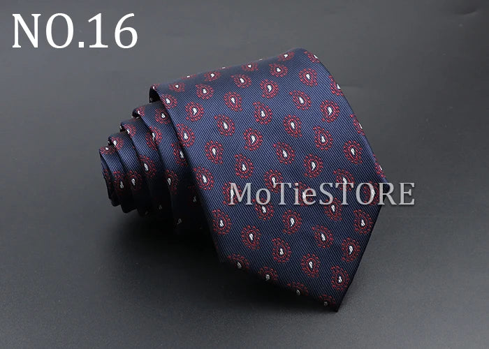 Men's Fashion Tie 8cm Blue Necktie Classic Plaid Striped Neck Tie Paisley Floral Neckties Daily Wear Cravat Wedding Party Gift