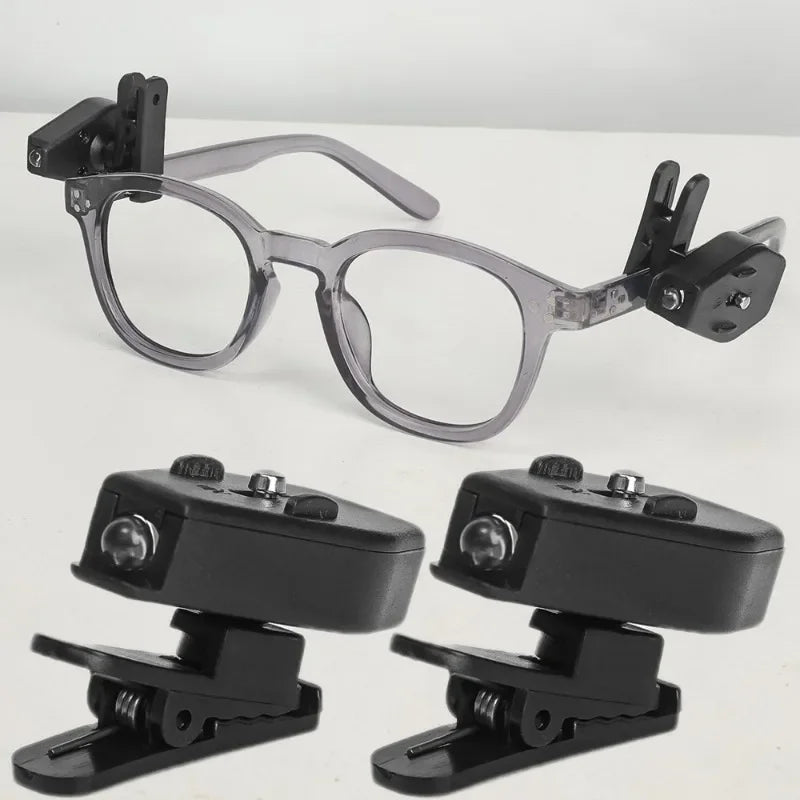 1/10 piezas Mini linterna ajustable para gafas, lámpara de lectura LED portátil con clip para gafas, luz nocturna universal para viajes y acampadas