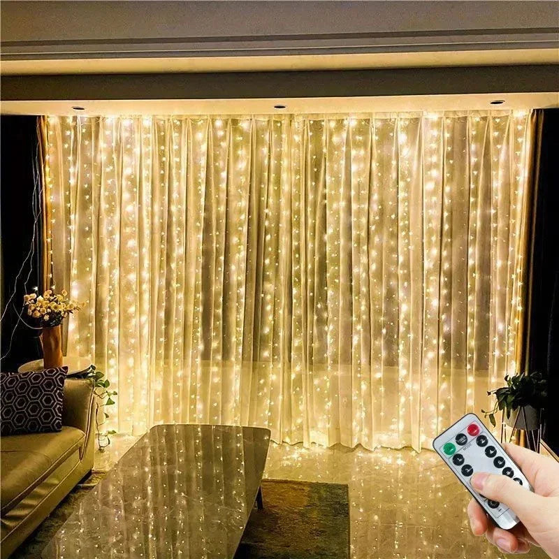 1 paquete de luces LED para cortina con control remoto USB de 8 modos, para bodas, hogar, fiestas, ventanas, paredes, decoraciones de Halloween y Navidad