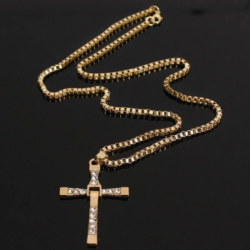 Dominic Toretto The Fast and The Furious Celebrity Vin Diesel Item Crystal Jesus Men Cross Pendant Necklace Gift Jewelry