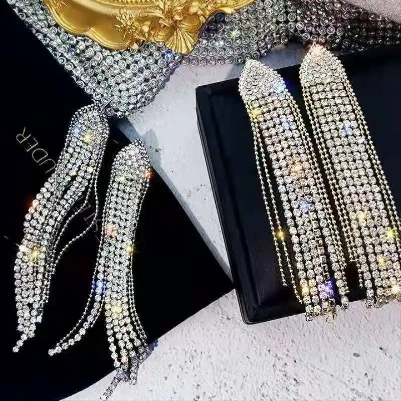 New Fashion Trend Unique Design Elegant Exquisite Long Snake Bone Tassel Earrings For Women Jewelry Wedding Party Premium Gift