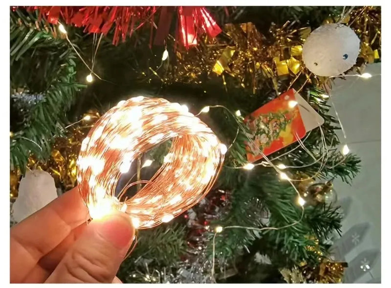 Guirnalda de luces LED con USB, 1/2/3/5 m, alambre plateado, resistente al agua, para decoración de Navidad, bodas, fiestas y vacaciones