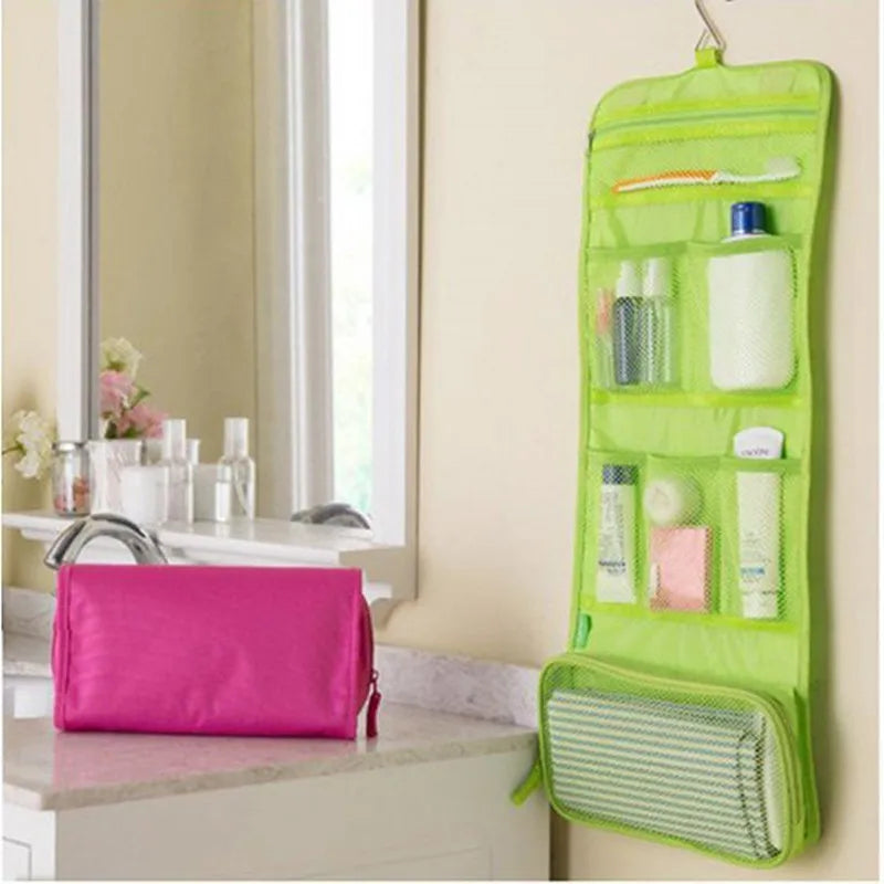 Bolsa organizadora colgante, plegable, para cosméticos, maquillaje, neceser de viaje, neceser de belleza, accesorios de baño