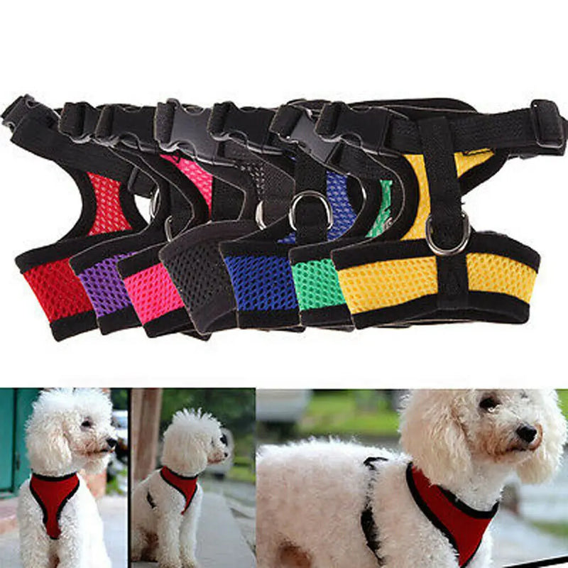 Dog Puppy Breathable Mesh Harness Vest Adjustable Chest Strap Leash Pet Supplies for Dogs Puppy Collar Cat Pet Dog Chest Strap