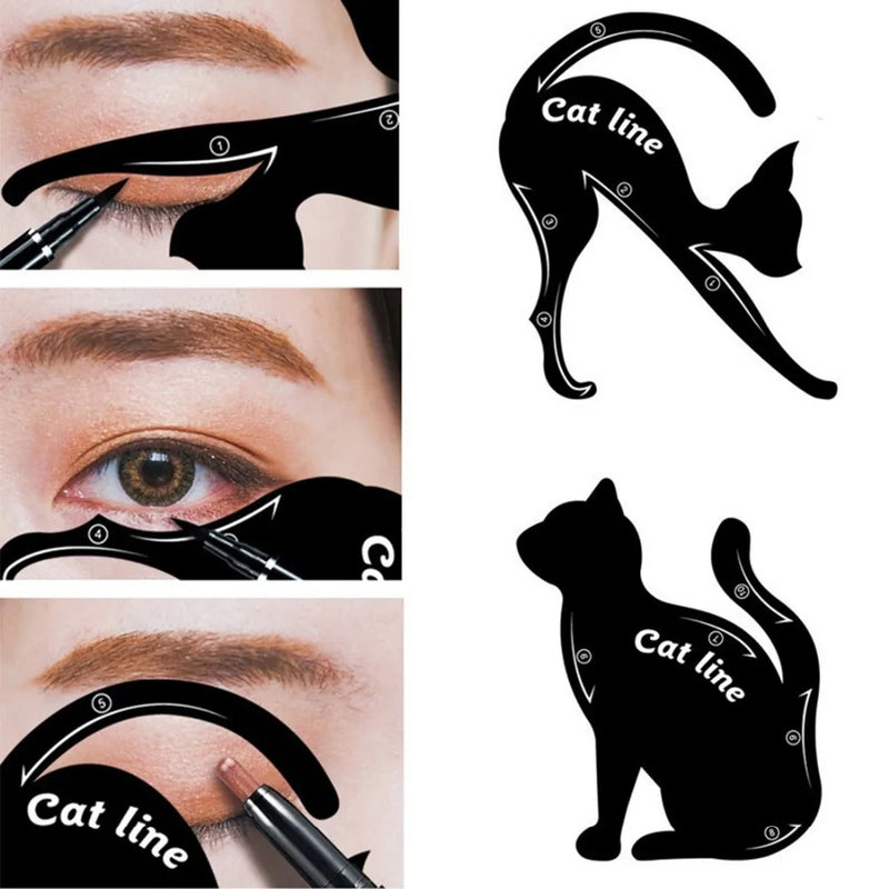 Hermosa herramienta de maquillaje para ojos grandes, delineador de ojos líquido negro y plantilla de delineador de ojos de gato, plantilla para dibujar flechas de ojos, herramientas de maquillaje