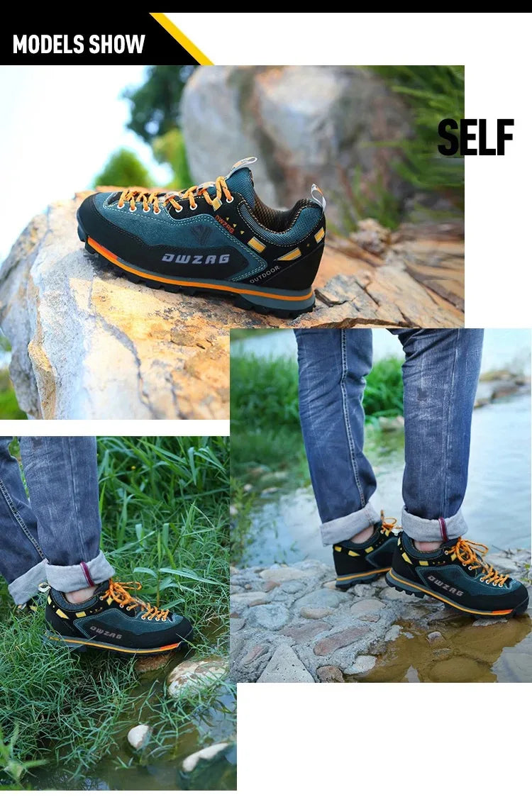 Fashion Waterproof Hiking Shoes Men's Climbing Shoes Anti-collision Fashion Outdoor Casual Lace-up Sneakers