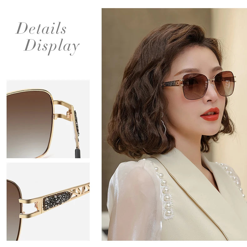 LIOUMO Elegant Polarized Sunglasses Women 2024 Brand Designer Fashion Glasses Women Diamond Eyewear Gradient Shades zonnebril