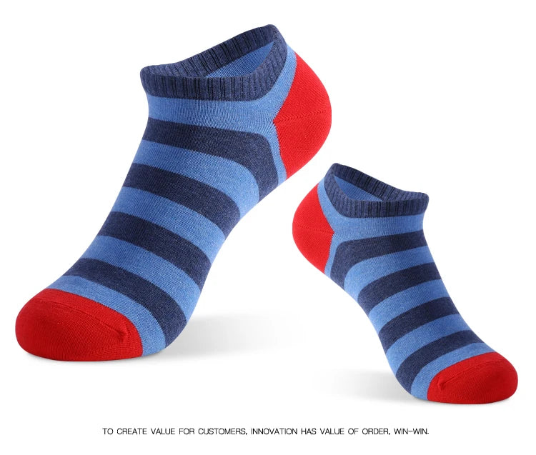 5 Pairs Low Cut Men Socks Solid Color Stripe Breathable Cotton Socks Sport Short Socks Women Men Funny  Ankle Socks