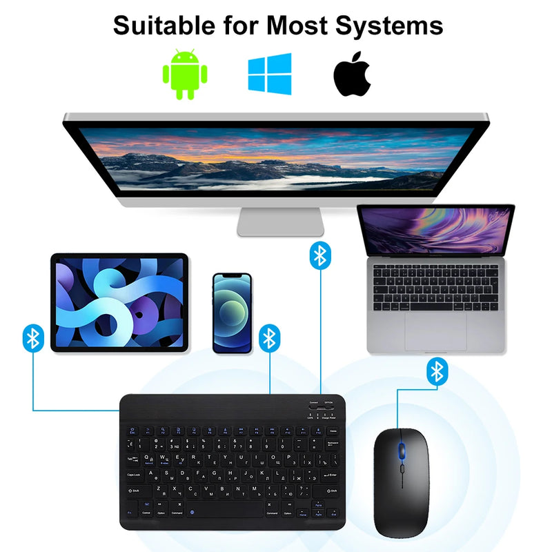 Mini Wireless Keyboard Bluetooth Keyboard For ipad Phone Tablet Portable Bluetooth Keyboard and Mouse For Samsung Xiaomi Android