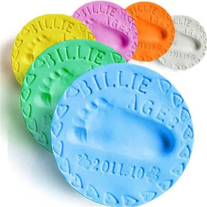 Kits de arcilla para huellas de pies de bebé, arcilla suave de secado al aire para bebés, kits de impresión de huellas dactilares en 3D, almohadilla de tinta para padres e hijos, juguetes de bricolaje, recuerdos para niños