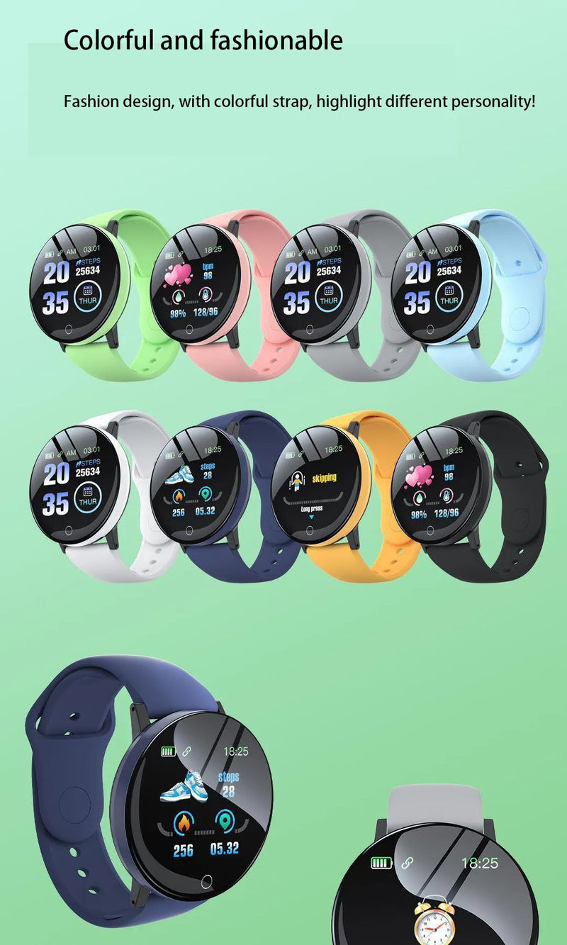 Nuevo reloj inteligente multifuncional D18 para hombres y mujeres, con Bluetooth, teléfono conectado, pulsera deportiva para música y fitness, monitor de sueño, reloj inteligente