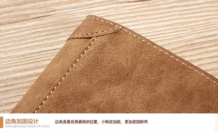 Cartera para hombre, billetera vintage de cuero sintético esmerilado, billetera larga con bolsillo para monedas, billetera para hombre, tarjetero de identificación para hombre, monedero