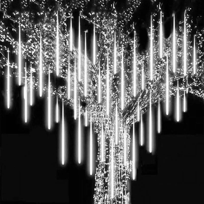 Luces navideñas de lluvia de meteoritos para exteriores, 10 tubos, 192 luces LED colgantes para jardín, árbol, fiesta, decoración, lámpara