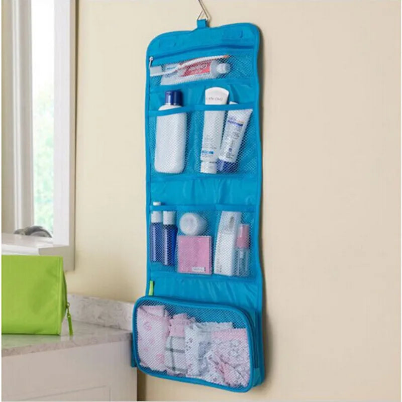 Bolsa organizadora colgante, plegable, para cosméticos, maquillaje, neceser de viaje, neceser de belleza, accesorios de baño