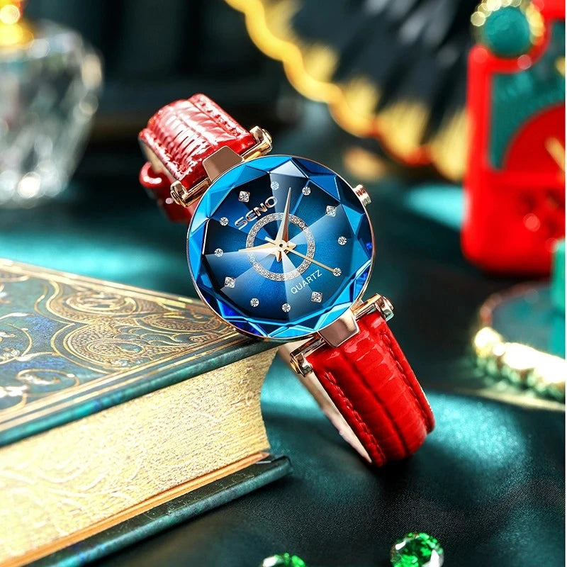 Reloj de pulsera de oro rosa de lujo para mujer SENO Ocean Star 2024, reloj de pulsera de cristal para mujer, reloj femenino