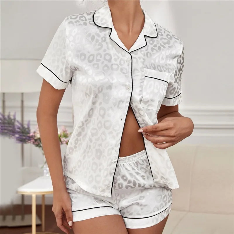 Conjunto de pijama para mujer, pijama de satén sedoso a rayas, camiseta de manga corta con pantalones cortos, conjunto de pijama, ropa interior, novedad de 2023, tallas S a 3XL