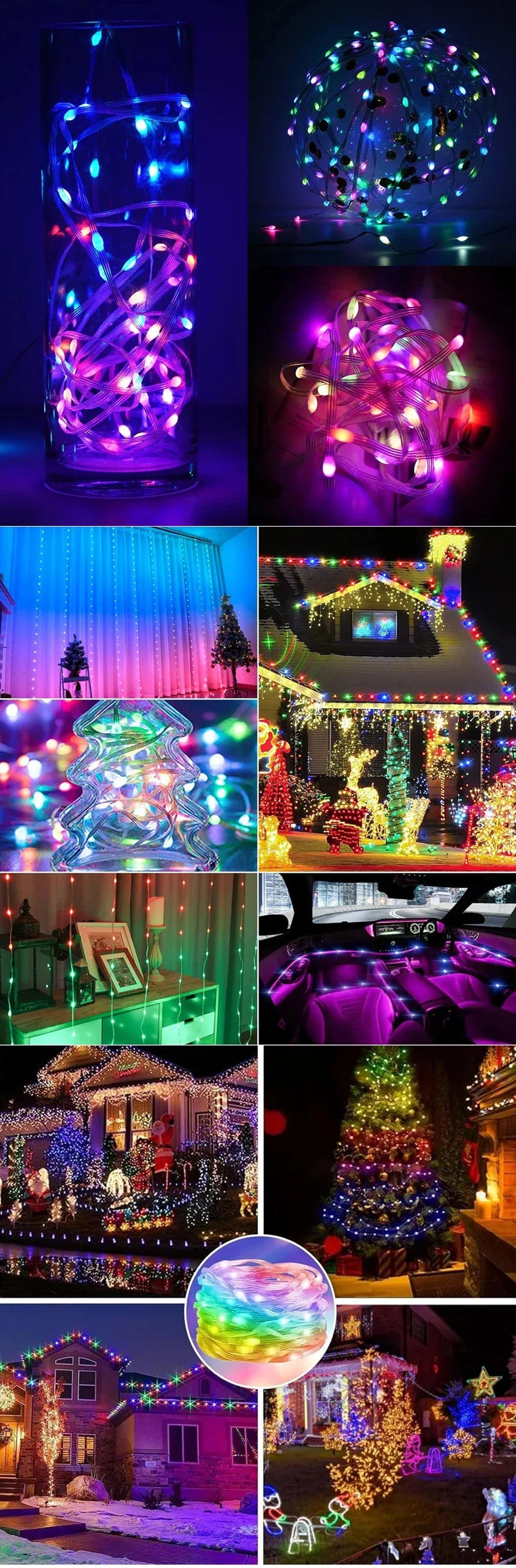 Smart LED Lighting Strings Bluetooth APP Remote Control RGBIC Fairy Lights Waterproof USB Dream Color Light DIY Christmas Tree