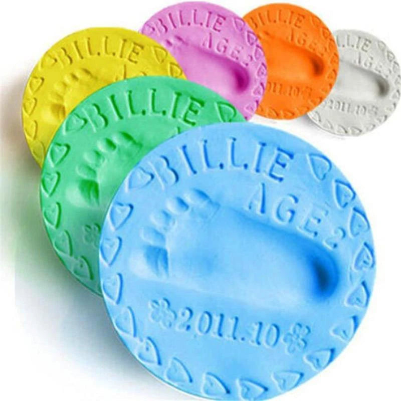 Kits de arcilla para huellas de pies de bebé, arcilla suave de secado al aire para bebés, kits de impresión de huellas dactilares en 3D, almohadilla de tinta para padres e hijos, juguetes de bricolaje, recuerdos para niños