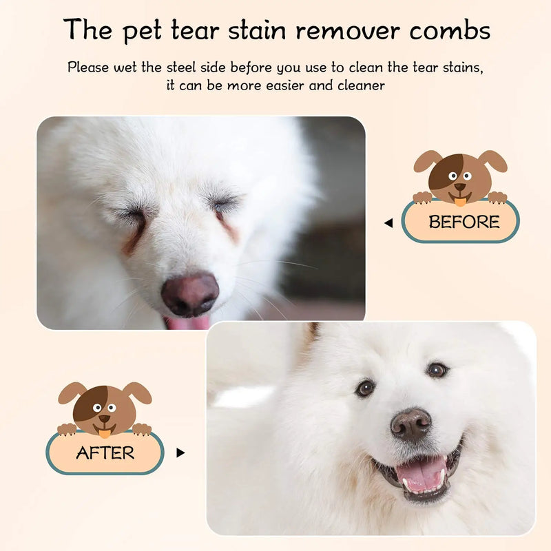 Double-sided Pet Eye Comb Brush Pets Tear Stain Remover Combs Eye Double Head Grooming Brushes Cat Dogs Removing Crust Mucus 1PC