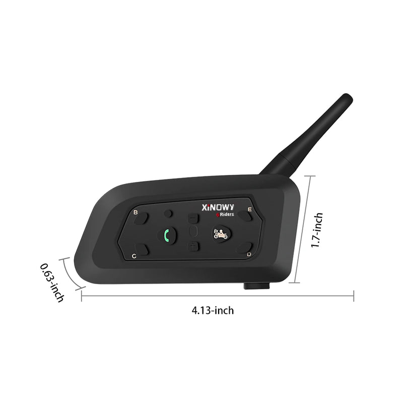 XINOWY V6 PRO Motorcycle Bluetooth Helmet Intercom Headset 1200M Interphone Communicator for 6 Riders Waterproof Music Player