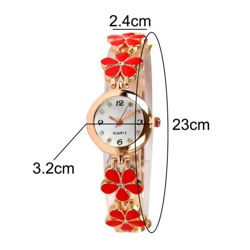 Small Dial Flower Bracelet Watch for Women Korean Version Simple and Compact Cute Round Quartz Watch Female Relogio