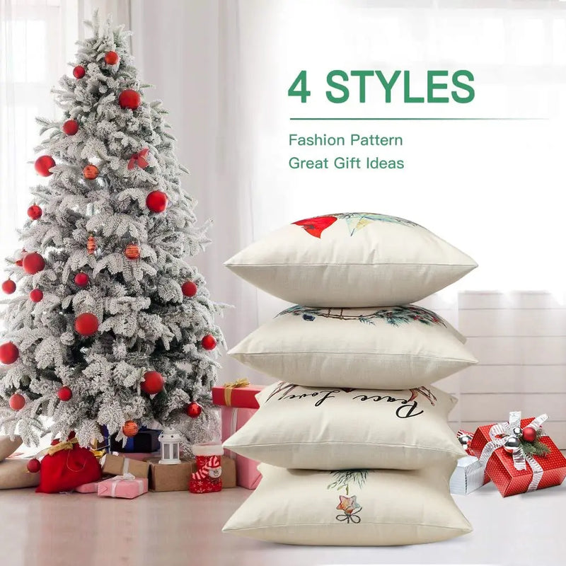 Christmas Themed Cushion Cover Christmas, Square Sofa Pillowcase for Bedroom, Living Room, Outdoor, Garden, Car 40x40 45x45