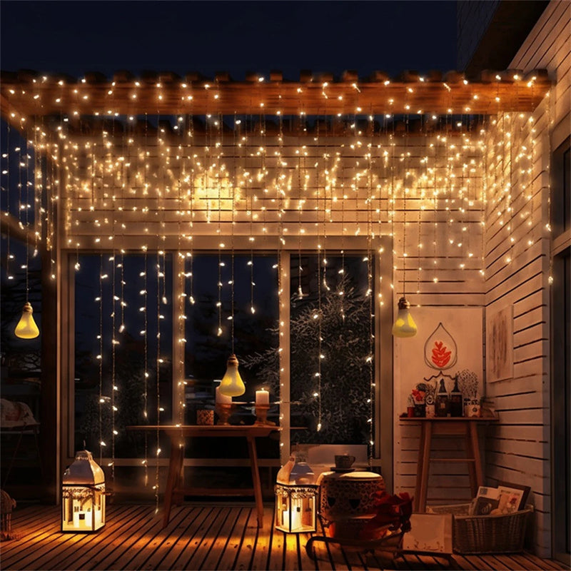 Christmas Lights Outdoor Led Icicle Curtain String Lights 4m 20m Street Garland Fairy Lights For New Year Christmas ornaments