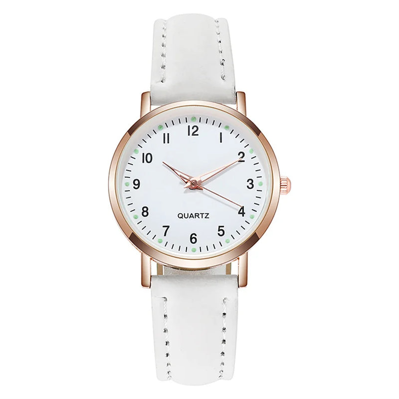 Relojes de mujer, pulsera de cuero luminosa, reloj sencillo, elegante reloj de cuarzo de moda, relojes de pulsera para mujer, reloj femenino