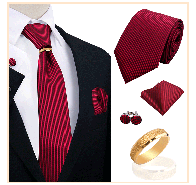 Corbatas para hombre con juego de broches y anillos, diseño de marca, corbatas, pañuelos, gemelos, regalos para bodas y fiestas, accesorios para hombre